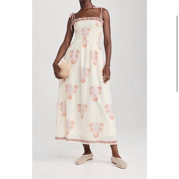 NWT NEW Alix of Bohemia Kaia Papaya Smocked Maxi Dress - Picture 9 of 13